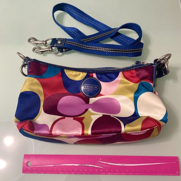 Coach Purse Multi Color Signature C Satin Cross body - Picture 1 of 4
